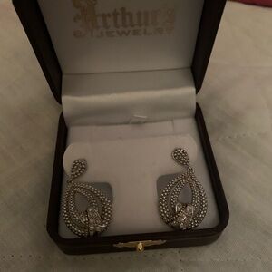 NIB Sterling silver 18k gold .24 cts white diamond popcorn knocker earrings